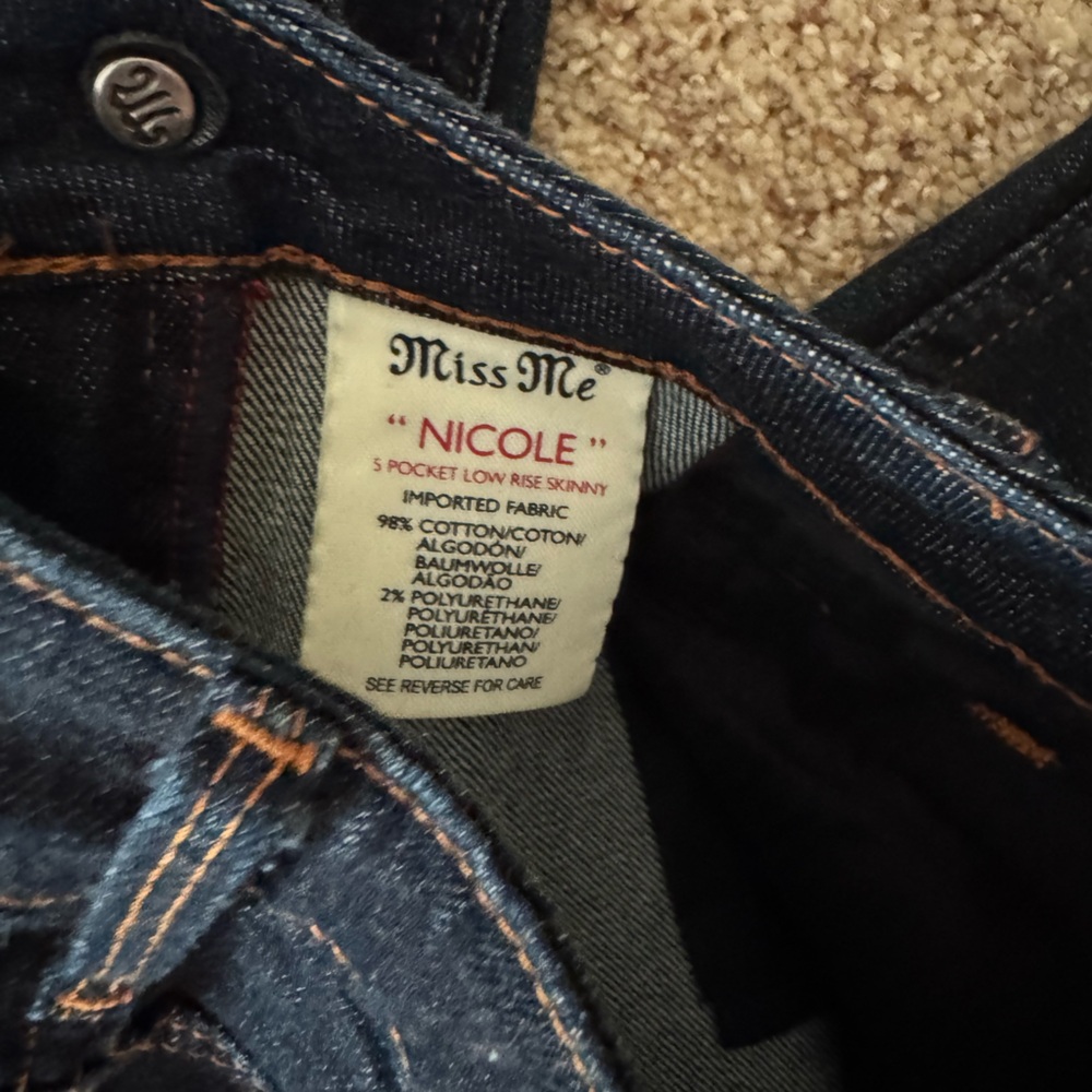Miss Me Low Rise Skinny Dark Blue Jeans - Picture 5 of 6